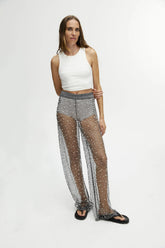 Shimmering Threaded Mesh Pants